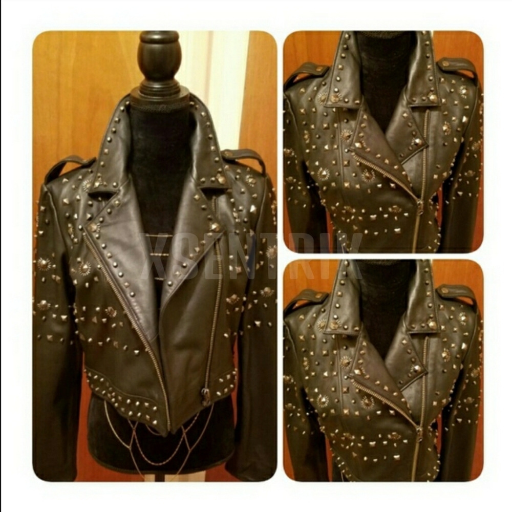 NASTY GAL "BLACK BULL HEATHER IN LEATHER" MOTO - Picture 3 of 13